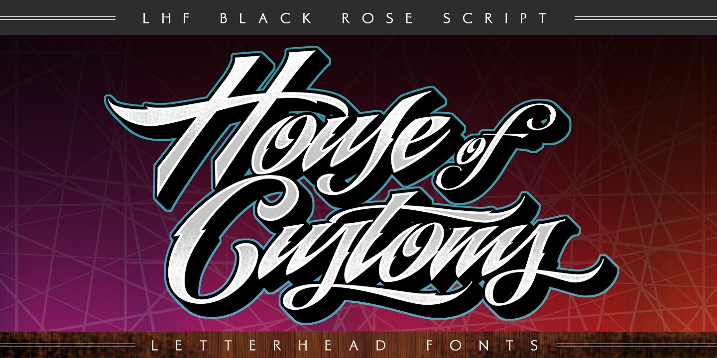 LHF Black Rose Script Script Shadow Font preview